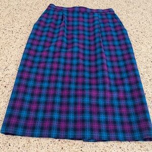 Vintage Pendleton wool purple plaid skirt